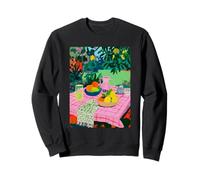 Modern Artistic Picnic Scene Summer Aesthetic Coastal Vibe Sweatshirt