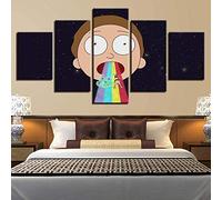 Modern Artwork Poster Canvas Painting 5 Pieces Rick and Morty Animation HD Prints Cartoon Home Decor Wall Art Modular Pictures 25x40cmx2P, 20x50cmx2P, 20x60cmx1P (Frameless)