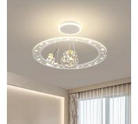 Modern Astronaut LED Chandeliers for Boy Study Ceiling Pendant Lamp Nursery Bedroom Indoor Lighting,Hanging Light(Style A White,3 Color Light)