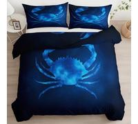 Modern Astronomical Symbolic Reversible Small Single Bedding Set, Soft Breathable Cancer Constellation Duvet Cover - Brushed Microfiber Blue Printed Quilt Covers for Children Teens, 120 × 150 cm