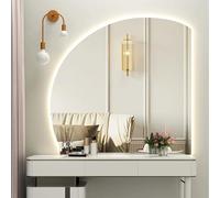 Modern Asymmetrical LED Bathroom Mirror - Wall-Mounted, Adjustable 3000K/4000K/6000K, Touch Button, Sleek Vanity Lighting for Makeup & Grooming