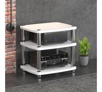 Modern Audio Rack - AV Media Stand & Storage Cabinet Corner TV Console Gaming Shelves White 22in Compact Stylish Entertainment Unit for Small Spaces Perfect for Living Room & Bedroom