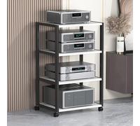 Modern Audio Rack Stand Tower Mobile Corner TV Stand with Storage Shelves Floor-Standing Media Center for Living Room Gaming Setup Office Bedroom - Stylish & Functional Furniture.