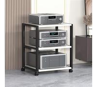 Modern Audio Rack Tower Stand - Movable Corner TV Storage Shelf for Living Room, Gaming & Recording - Floor-Standing Media Rack (White, 50x40x69cm)
