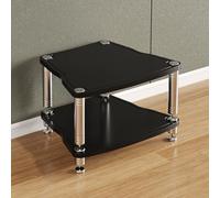 Modern AV Media Rack - 2-Tier Audio Storage Cabinet with Shock-Absorbing Feet Stylish Entertainment Center for TV & Stereo Components Black - Space-Saving Design (65x55x41cm)