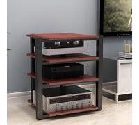 Modern AV Media Stand - 4-Tier Audio Rack Entertainment Tower Stylish Speaker Component Storage Shelf for Home Theater & Stereo Systems (Red 90cm)