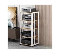 Modern AV Media Stand - Audio-Video Shelving Unit with Open Storage for Home, Office, Recording Room & Theater - Stylish White Stereo Rack (50x40x109cm)