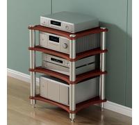 Modern AV Media Stand Corner Shelf, 2/3/4 Tiers Audio Rack, Floor-Standing Open Storage Cabinet, Stainless Steel Design with Shock-Absorbing Feet - Black (60x48x10cm)