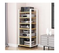 Modern AV Media Stand with Adjustable Shelves, Floor-Standing Audio Rack, Multi-Function Corner TV Cabinet for Stereo Components, Open Storage Shelf (White, 5-Tier)