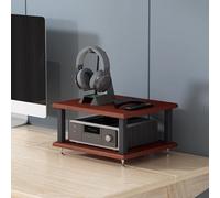 Modern AV Media Stand with Open Storage, Floor-Standing Audio Rack for Stereo & CD Players, Teak Finish Media Cabinet, Ideal for Home Theater & Office, 40x35x22CM