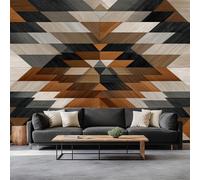 Modern Aztec Geometric Art Wallpaper Mural, Non-Woven Dark Brown Print Photo Wallpaper - Wall Mural Poster for Bedroom Living Room Dining Hallway Lounge Decor, 118 x 83 inch (W x H)