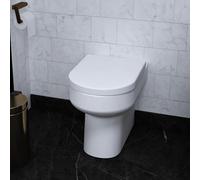 Modern Back to Wall Toilet BTW Bathroom Short Projection Round Ceramic WC Pan Soft Close Seat White