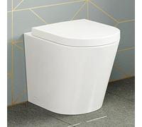 Modern Back To Wall Toilet Pan & Seat Luxury White Ceramic Bathroom WC CT632BTW