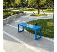 Modern Backless Metal Garden Bench Waterproof Multicolor Outdoor Patio Lo 70.9" Long Seating for School Yard Park and Garden Use (Blue)