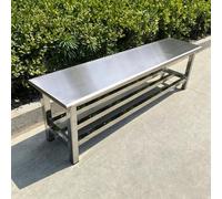 Modern Backless Stainless Steel Outdoor Park Bench Waterproof Metal Garden Stool Slim Design for Patio & Porch Shoe-Changing/Dining Use Commercial Grade (100cm/39.4in)