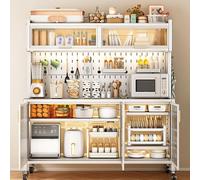 Modern Bakery Rack with Adjustable Metal Shelves - Sturdy Rolling Storage Cart - 102.9 cm Height - Perfect for nizing and Maximizing Kitchen Space