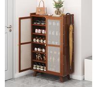 Modern Bamboo 5/7 Tier Shoe Rack Stylish Entryway Storage Cabinet Hallway for Shoes Blue 43.3in Tall Space-Saving Solution for Living Room Design.