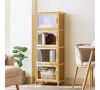 Modern Bamboo Accent Cabinet Tall Narrow Corner Storage for Bathroom Kitchen Living Room Stylish Cabinet with Doors & Shelves for Efficient nization