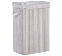 Modern Bamboo Basket Laundry Bin with Removable Lid and Handles Grey Kalutara