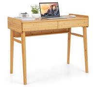 Modern Bamboo Computer Desk Study Writing Desk Workstation W/ 2 Storage Drawers