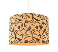 Happy Homewares Modern Bamboo Pendant Light Shade with Blue Birds and Floral Decor