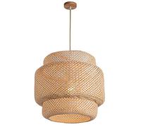 Modern Bamboo Restaurant Pendant Light Basket Lampshades Chandelier Decoration 3-in-1 Design Rattan Hanging Lights Fixture Bohemian Hand-Woven Ceiling Lamp, for Living Room - 35cmx35cm