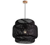 Modern Bamboo Restaurant Pendant Light Basket Lampshades Chandelier Decoration 3-in-1 Design Rattan Hanging Lights Fixture Bohemian Hand-Woven Ceiling Lamp, for Living Room - 35cmx35cm