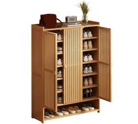 Modern Bamboo Shoe Cabinet 6/7/8 Tier, Spacious Shoe Storage nizer with Ventilated Doors for Bedroom and Hallway, Stylish Shoe Rack with Work Surface