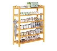 Modern Bamboo Shoe Rack 6-Tier Narrow Shoe Shelf for Entryway Apartment Hallway or Room - Multi-Level Storage nizer for Shoes Stylish and Space-Saving Design