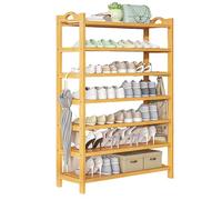 Modern Bamboo Shoe Rack 7-Tier Narrow Storage nizer for Entryway Hallway or Bedroom Multi-Level Shoe Shelf for Home & Apartment (60cm)