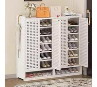 Modern Bamboo Shoe Sto Cabinet with Rattan Doors Slim Entryway nizer Slish White Shoe Rack for Living Room 4-Door Cupboard 117×32×110cm