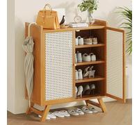 Modern Bamboo Shoe Storage Cabinet - Adjustable 5/7 Tier Freestanding Organizer with Doors for Living Room, Hallway & Entryway - Stylish Shoe Rack (80cm/31.5in)