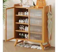 Modern Bamboo Shoe Storage Cabinet - Adjustable 5/7 Tier Organizer with Doors for Living Room & Hallway - Stylish Freestanding Shoe Rack (80cm/31.5in)