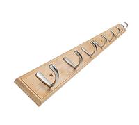 Modern Bamboo Wall-Mounted Coat Rack, Waterproof & Sturdy, Multifunctional 8-Hook Clothes nizer, Tripod Design for Bedroom, Bags & Wood Storage - Natural Finish