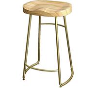 Modern Bar Stools Set Counter Height Dining Chairs 29.5-Inch Metal Leg Bar Stool, Pub Solid Wood Barstool Round Breakfast Counter Chairs, Dining Room Furniture - 300 lbs Capacity(Gold,65 cm(25.6 inch)