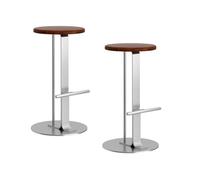 Modern Bar Stools Set of 2, Backless Solid Wood with Metal Base, Round Kitchen Island/Dining Room/Pub Seating, Stylish Black Design for Home Decor