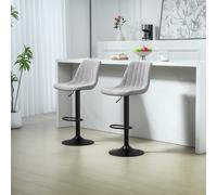 Modern Bar Stools Set of 2 Bar Chairs with Adjustable Height Swivel Seat HOMCOM Beige 2 Pack