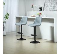 HOMCOM Bar Stools Set of 2 Adjustable Swivel Bar Chairs with Backrest Blue