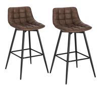 Modern Bar Stools Set Of 2 Faux Leather Bar Chairs With Backrests Footrests