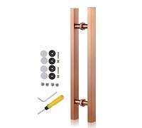 Modern Barn Door Handle,Sleek Stainless Steel Push Pull Door Handles with Fittings,Interior Exterior Sliding Glass Gate Hardware for Back to Back Door (Rose Gold Length 5