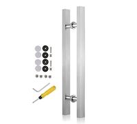 Modern Barn Door Handle,Sleek Stainless Steel Push Pull Door Handles with Fittings,Interior Exterior Sliding Glass Gate Hardware for Back to Back Door (Silver Length 80cm