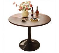 Modern Base Round Dining Table 70cm Walnut Kitchen Table for Small Spaces Breakfast Nook Cafe Bistro Style for Living Room Office Apartment Condo