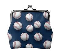Modern Baseball White Print Coin Purse for Women, Kiss-lock Change Purse Wallets, Small PU Leather Coin Purses