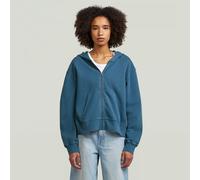 Modern Basic Relaxed Hooded Zip Thru Sweater - Medium blue - Women XXS