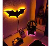 Modern Basswood Bat Wall Light, 16-Color Led Night Light With Remote And 2M Cable