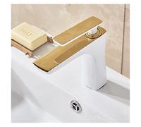 Modern Bath Basin Tap Bathroom Faucet Hot Cold Chrome-Plated Brass Toilet Sink Water Crane Gold Mixer Drain Assembly(Light Yellow)