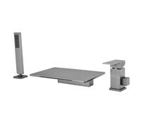 Modern Bath Mixer Tap with Shower Waterfall Bathroom Tub Tap 3 Hole Bathtub Tap with Hand Shower Bathtub Tap Waterfall with Wide Opening Three Piece Set White LWX