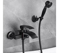 Modern Bath Mixer Tap with Shower Waterfall Waterfall Bathtub Mixer Tap Black Bronze Bathtub Tap with Hand Shower Brass Single Lever Bath Wall Mounted Bathtub Shower Mixer Black