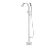 Modern Bath Shower Mixer Tap Freestanding Waterfall Bathtub Tap Single Hole with 360° Rotatable Spout White Bath Shower Filler Mixer Tub Tap Interesting
