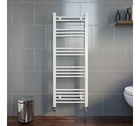 Modern Bathroom 1200 x 450mm Heated Towel Rail Radiator Straight White 17 Rails